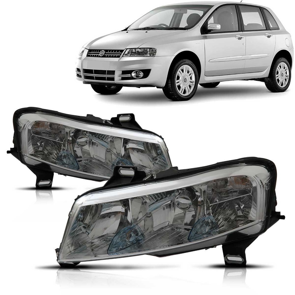 Farol Stilo 2008 2009 2010 2011 2012 Foco Duplo Cromado - Spare Parts and Accessories for Vehicles