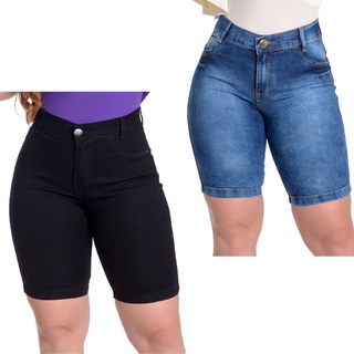 Kit de Bermudas Jeans Femininas Cós Alto Veste Bem Empina Bumbum Com Lycra 02