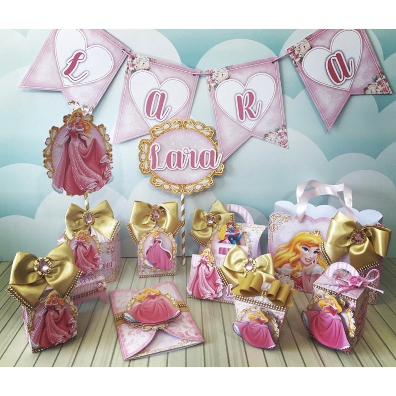 Caixinhas personalizadas, milk, cone e sushi, lembrancinhas, decoração Kit de festa aniversário Princesa Aurora: A bela adormecida