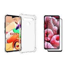 Kit Capinha Capa Case Lg K41s Anti Impacto Queda Shock Transparente Silicone com Bordas Reforcadas + Pelicula de Vidro 5d 3d Cobre Tela