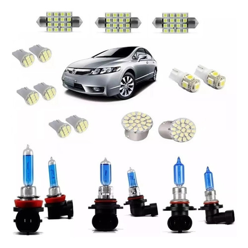Kit Lampadas Super Branca Farol+milha + Led Honda New Civic.