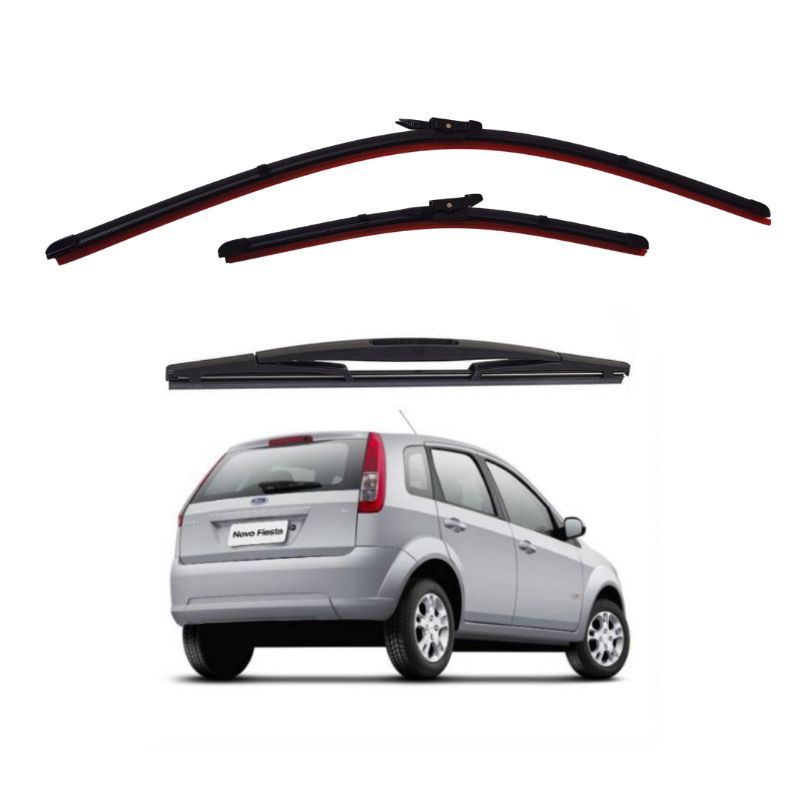 Kit Palhetas Limpador De Parabrisa Dianteiro + Traseiro Ford Fiesta Rocam Brasileiro 2011 á 2014 em Oferta na Shopee