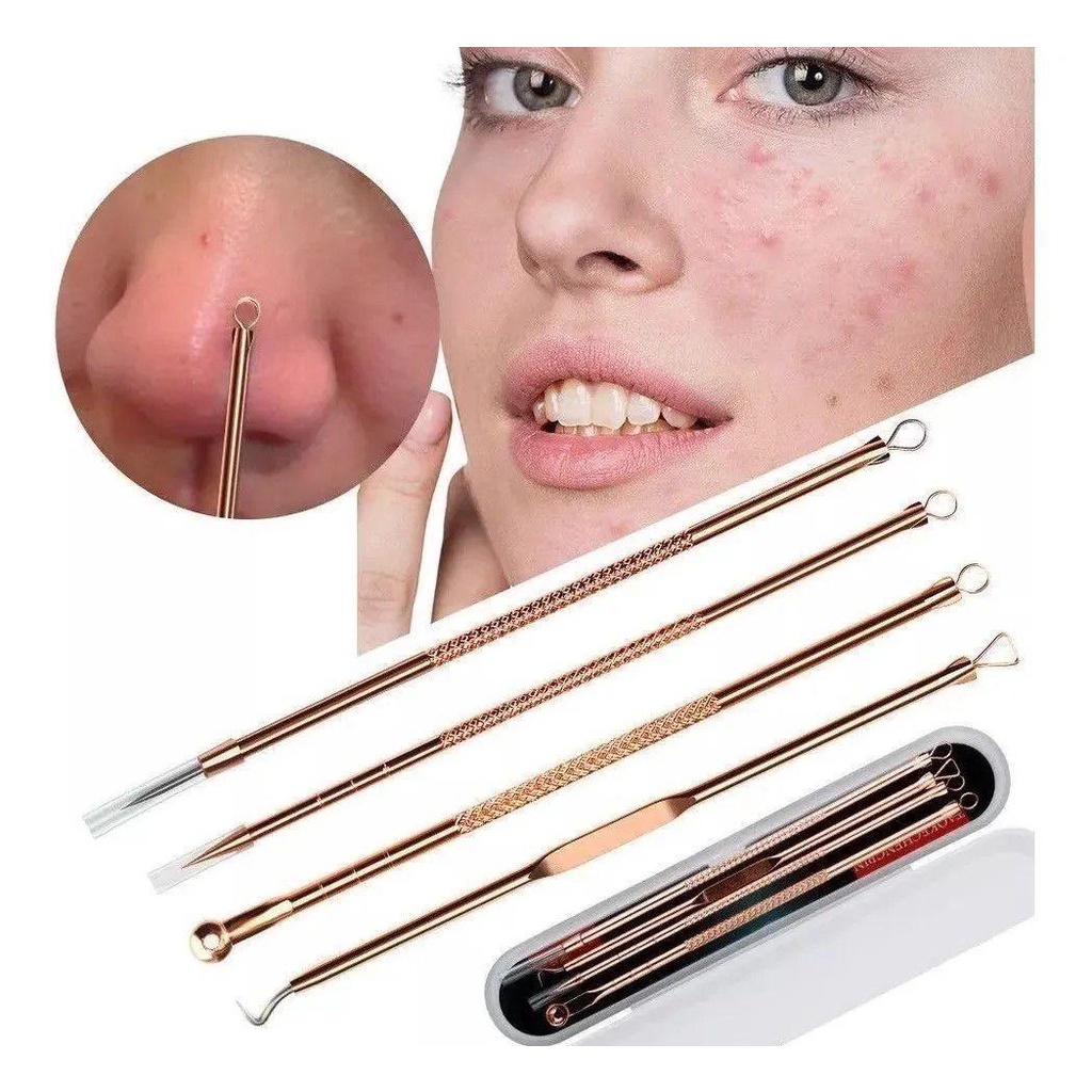 Kit 4 de Agulhas Removedor De Cravo/ Acnes/ Espinha Aço Inoxidável
