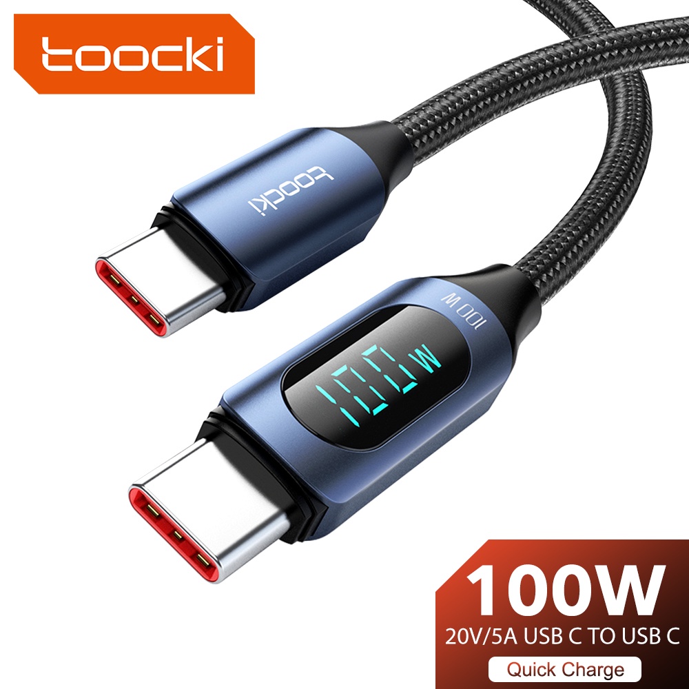 Toocki Tipo C A Cabo 100W PD Carregamento Rápido Relâmpago Tela Digital Para Macbook iPad De Dados USB