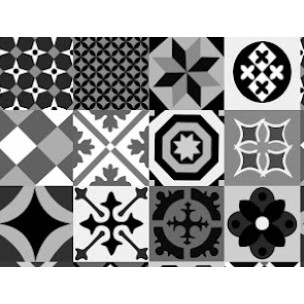 Papel de Parede Cozinha e Banheiro Lavável Vinílico Azulejo Português Preto e Cinza
