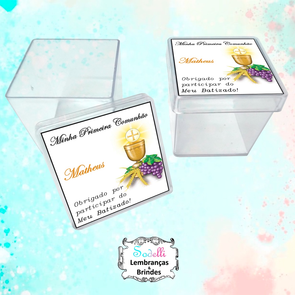 10 Lembrancinha Primeira Comunhão - Primeira Eucaristia - Caixinhas Acrílicas Personalizadas em Oferta na Shopee