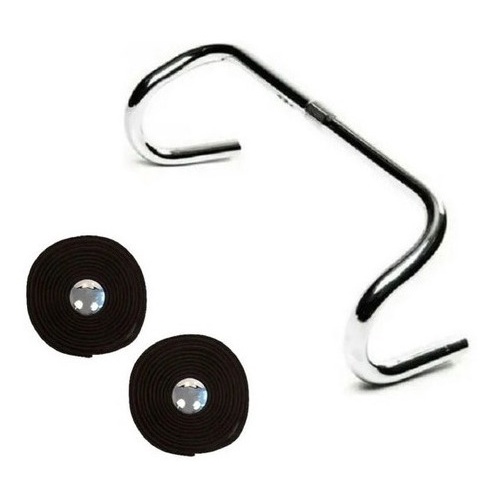 Guidão Bike Speed Road Aço Cromado 25.4mm X 440mm + Fita