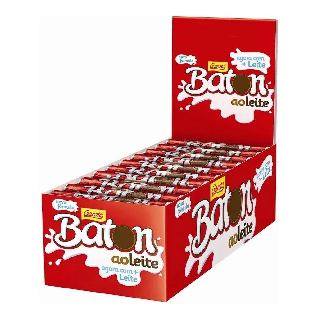 1 Display de Chocolate Baton ao Leite Garoto 30 Unidades Shopee
