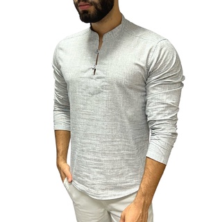 Bata Masculina Manga Longa Slim Fit
