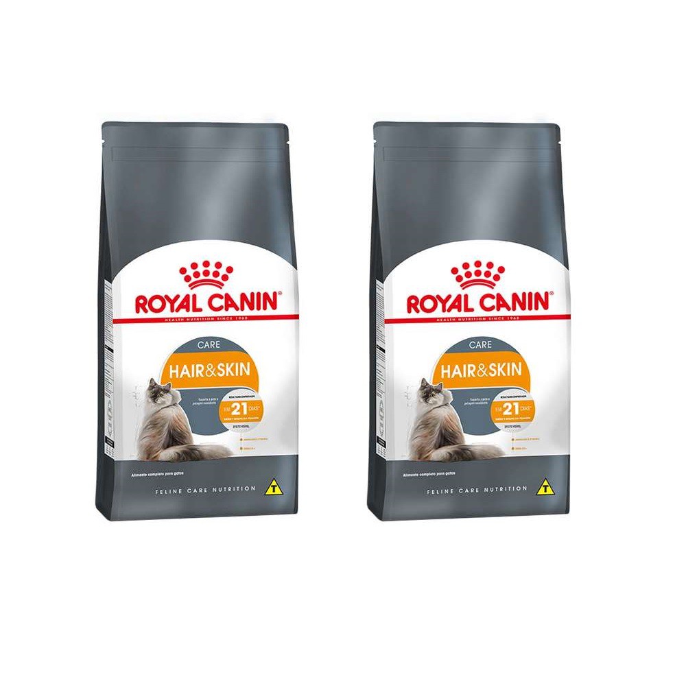 Kit Royal Canin 2 unidades Ração Hair & Skin Para Gatos 1,5Kg