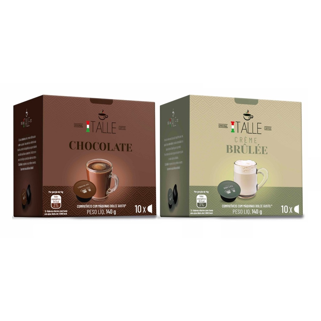 Cápsula Dolce Gusto Chocolate Creme Brûlée Café Italle 20 Und em Oferta na Shopee