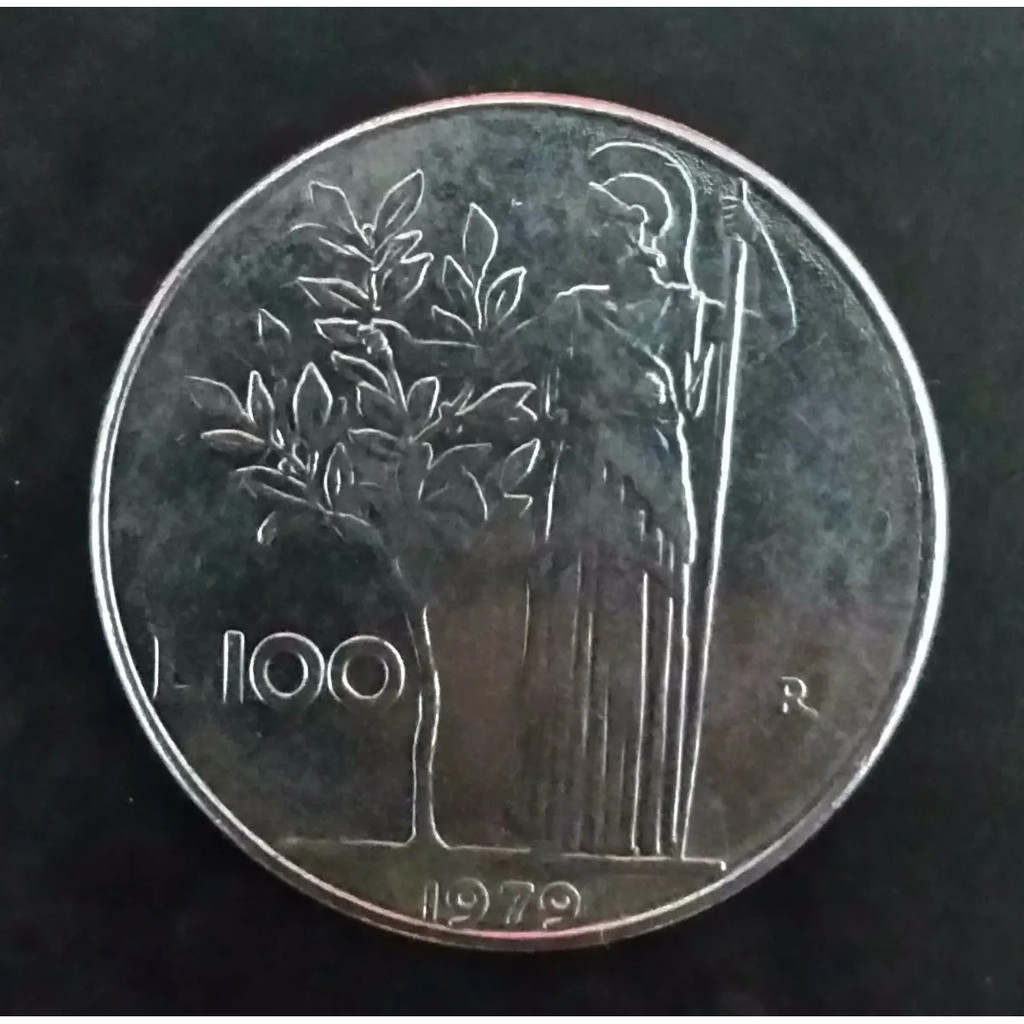 Moeda da Itália Republica Italiana de 100 Lire Liras Ano 1979 Inox 28mm