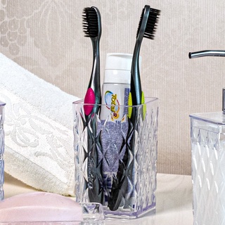 Porta Escovas de Dentes para Banheiro ou Lavabo modelo Glamour - Transparente