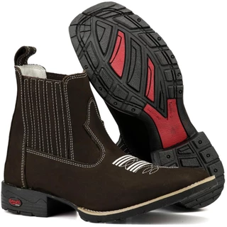 Bota Botina Masculina Texana Cano Curto Bota 100% Couro