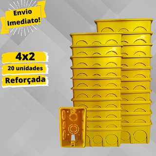 Kit 20 Caixinhas de Luz 4x2 Reforçadas p/ Tomada/Interruptor - Amarela