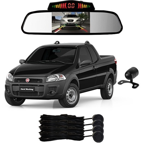 Sensor De Ré + Espelho Lcd 4.3 Camera Ré Fiat Strada em Oferta na Shopee