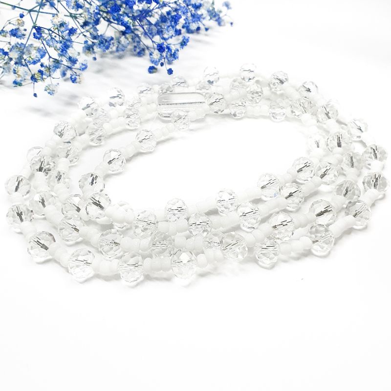 Guia de Oxalá Cristal Opaxoro Branco Firma de Murano Guia de Proteção Promoção Obatalá Oxaguia