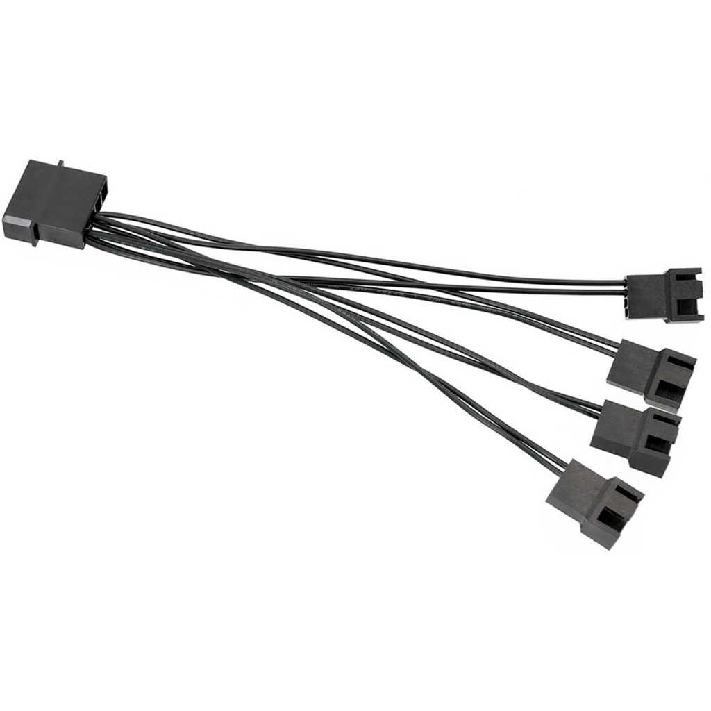 Cabo Splitter Adaptador Multi Cooler para Fonte, Permite a conexão de 4 Coolers Simultaneamente Diretamente na fonte de alimentação, Transforma conector de 3 ou 4 vias