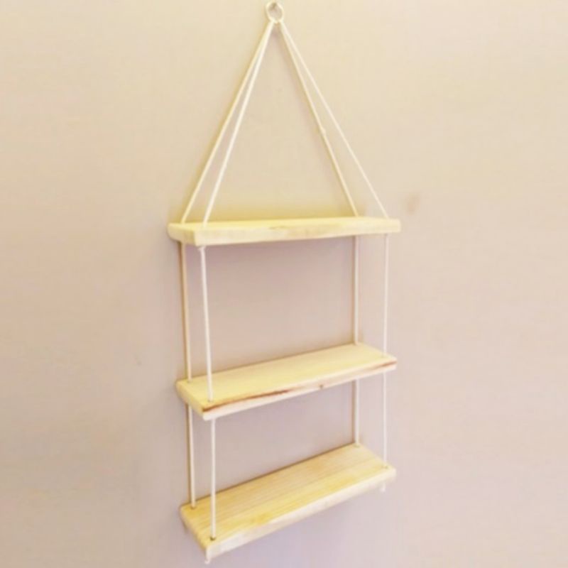 Estante Decorativa Prateleiras suspensa Suporte Madeira para Vasos Plantas Quarto Cozinha Area Prateleira Madeira Tabua Pinus natural