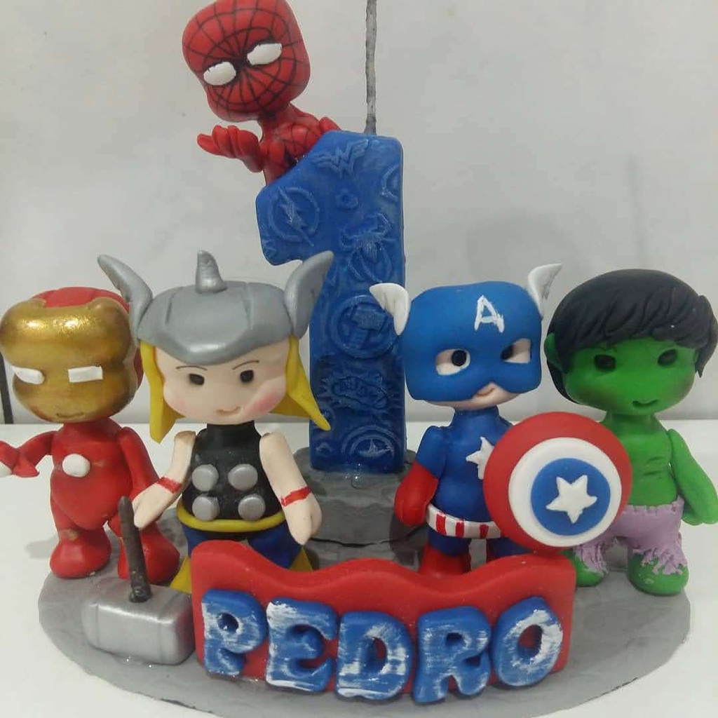 Vela de Aniversário Vingadores, Super Heróis, Topo de Bolo Personalizado Vingadores, Vela Heróis