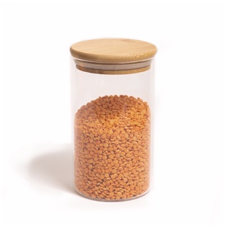 Pote De Vidro De Mantimentos 600ml C/ Tampa De Bambu Oikos