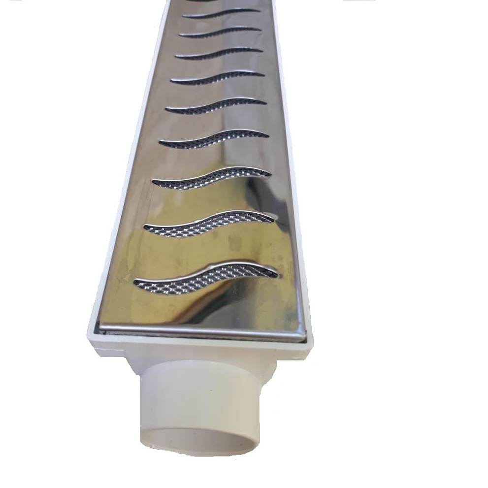 Ralo Linear 6x50 modelo Grelha Inox Polida com Tela Anti Insetos e Coletor Branco - Ficone Reis