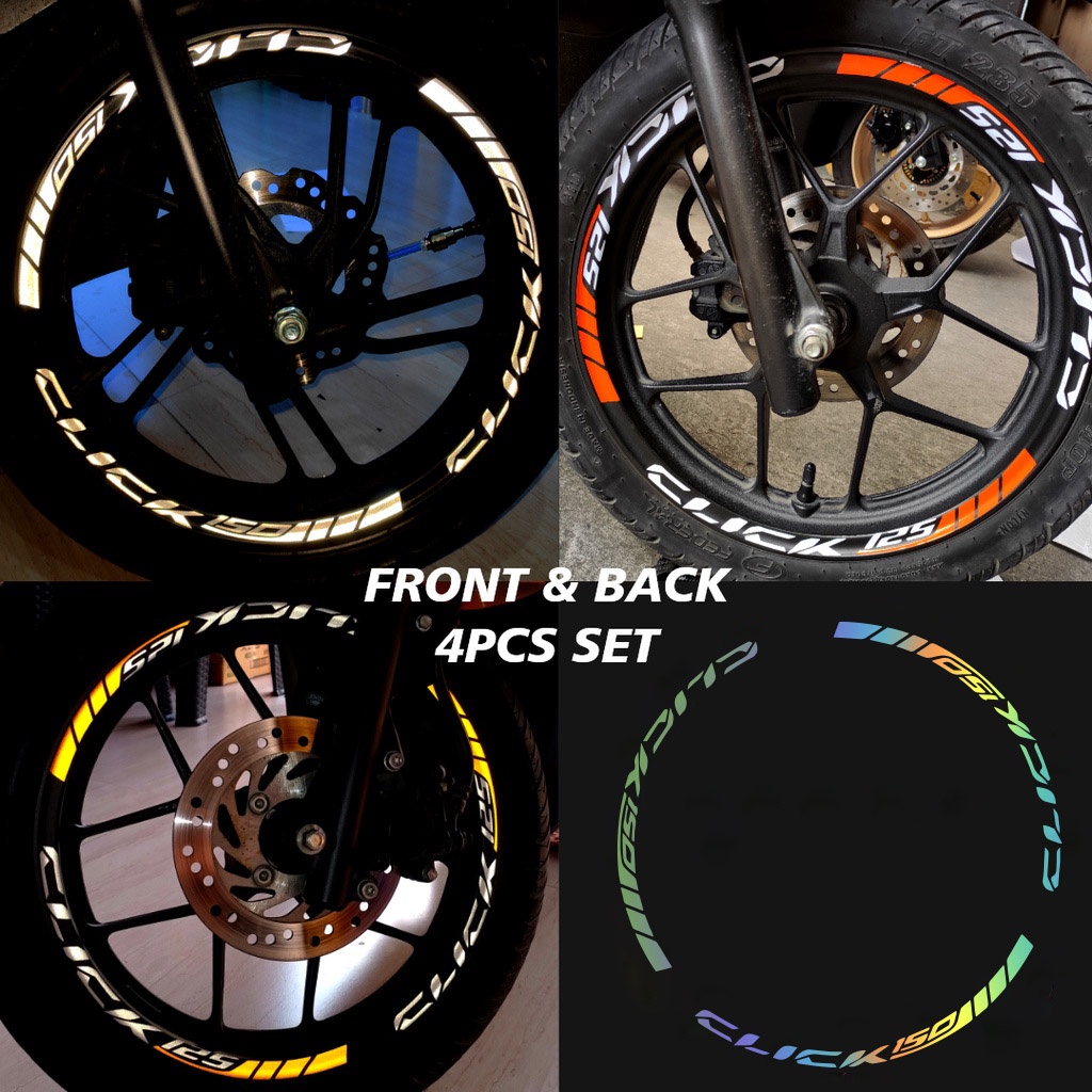 Par De Decalques Adesivos Honda Click 125/150 Mags-De Aro Dianteiro E Traseiro Para Motocicleta