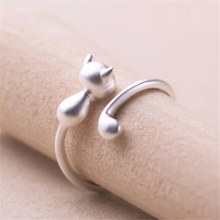 Versão Coreana Personalidade Moda Gato Estético Pequeno Fresco 925 Sterling Silver Acessórios De Anel Aberto R054 em Oferta na Shopee
