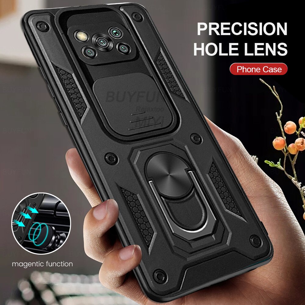Shockproof Armor Case For Pocophone Poco X3 NFC Car Magnetic Holder Phone  Cover Little Poko X3 Pro Camera Lens Protection Fundas | Shopee Brasil