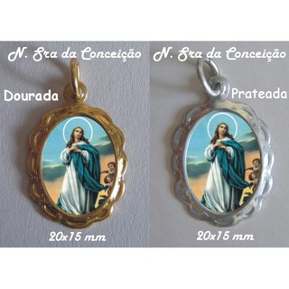50 Medalhas Douradas Ou Prateadas Com A Imagem De Nossa Senhora Da Conceição - 2.0 X 1.5 Cm