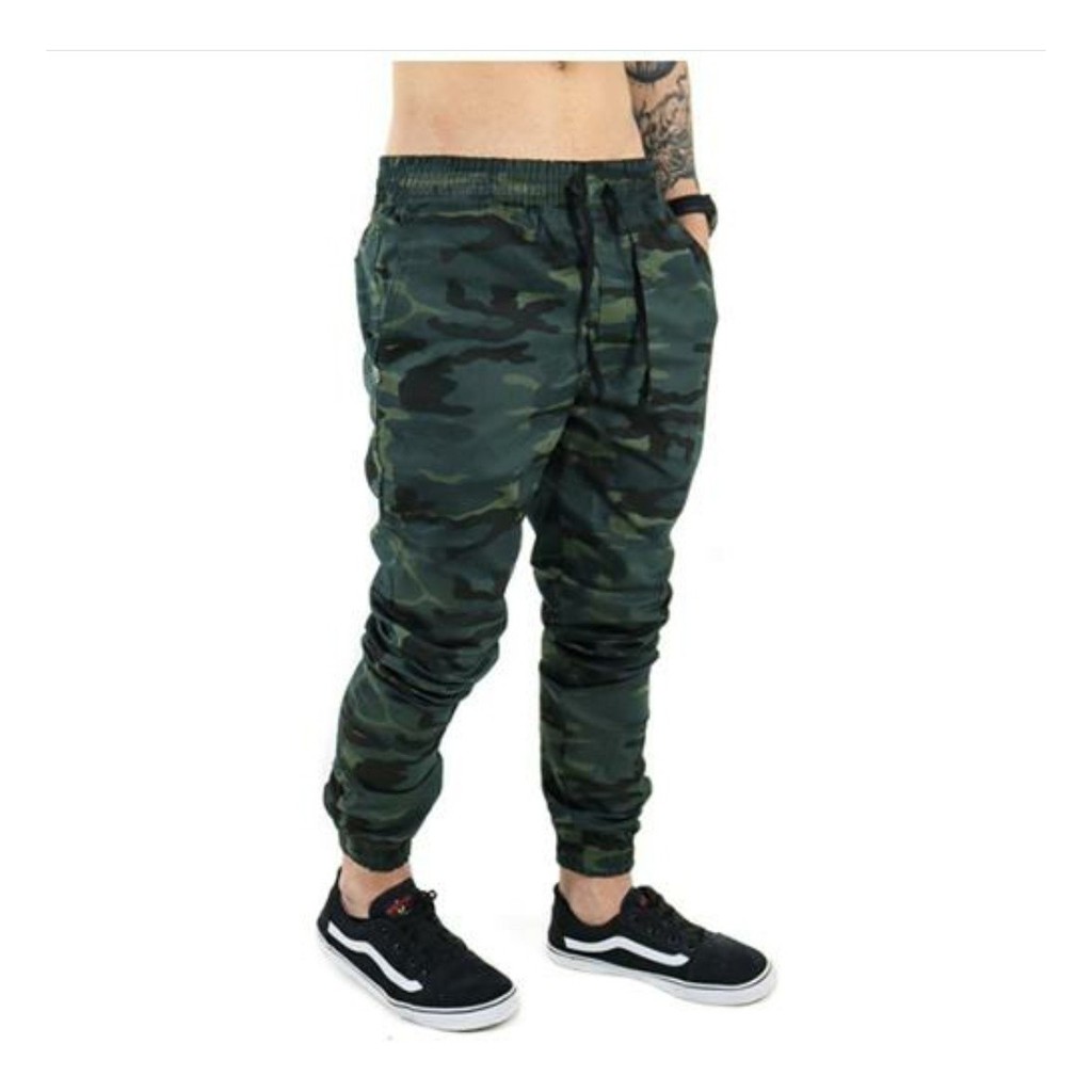 calças jeans camuflada