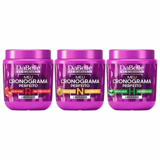 Kit 3 Máscaras Dabelle Meu Cronograma Perfeito Hidratação Nutrição Reconstrução