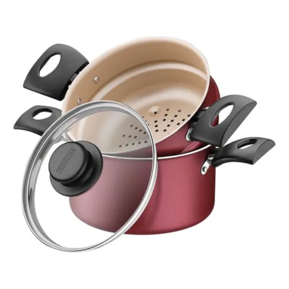 Panela Cozi-Vapore 16cm Aluminio Vapor Tramontina Vermelho | Shopee Brasil