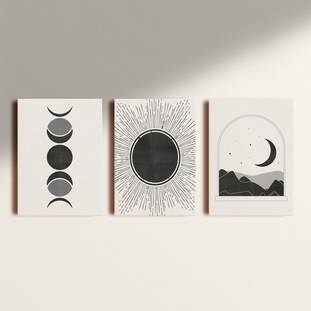 Kit: 3 Quadros Decorativos Vinilicos sem Moldura 20x30 - Lado Rosa