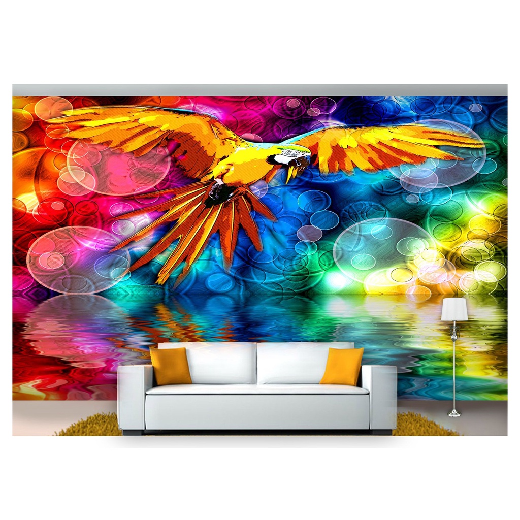papel de parede Animais Arara Colorida 3D 6m² ANM198