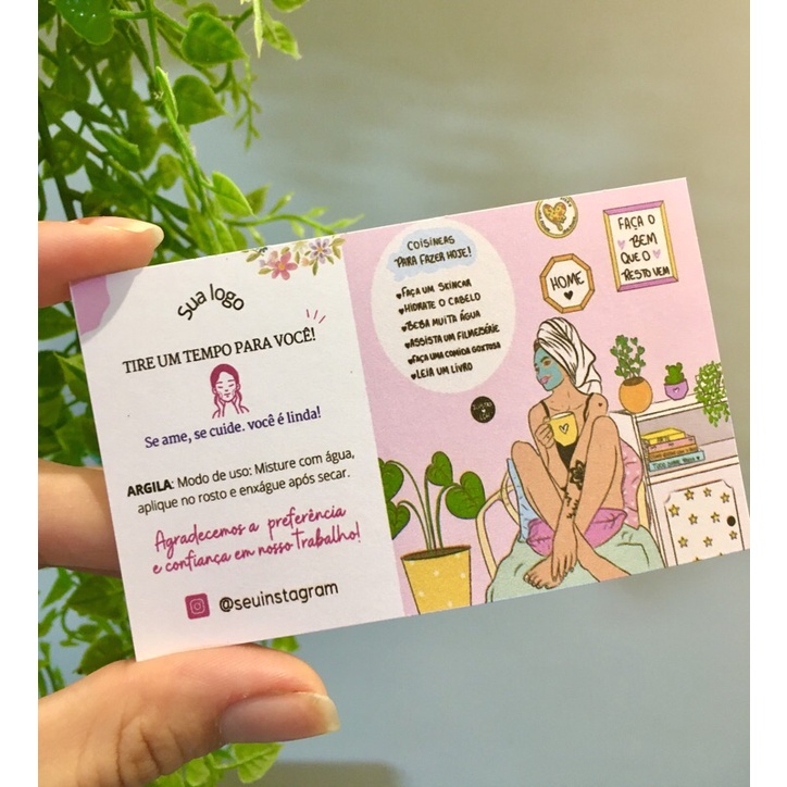20 Cartão personalizado para lembrancinha de argila tire um tempo pra você mimo para suas clientes especiais