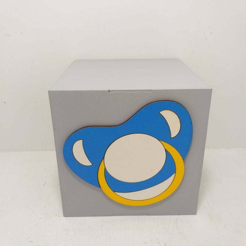 Cubo 3D Decoração Chupeta Chefinho Enfeite De Mesa Em Mdf
