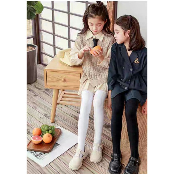 meia Calça infantil menino e menina lisa preto/branco para inverno frio tamanho 4-6/7-9/10-12 anos