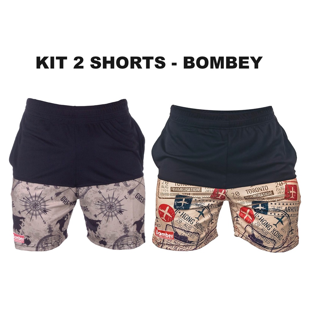 Kit 2 Shorts Masculino Fit Estampado - Bombey