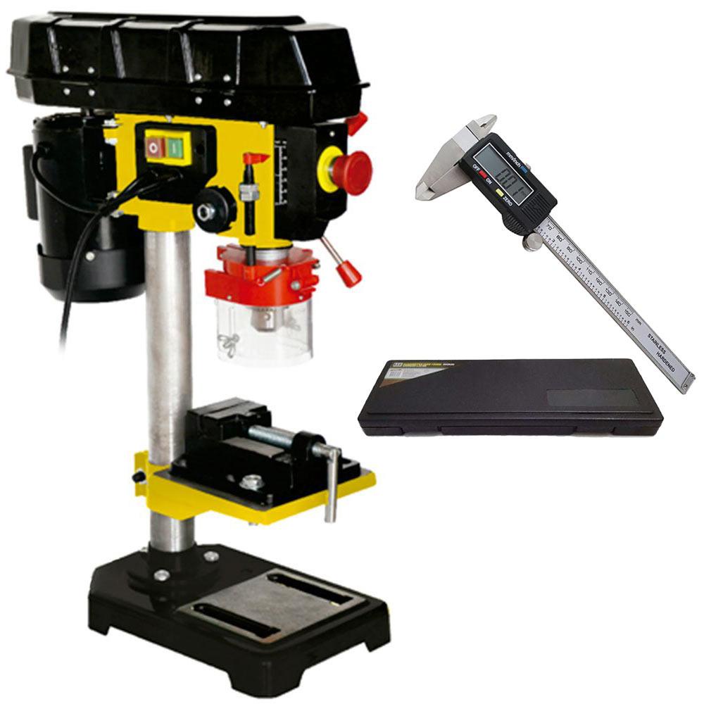 Furadeira de Bancada Mandril 1/2" 1/2 CV 350W c/ Morsa FG13CM FERRARI + Paquímetro Digital 6" em Oferta na Shopee