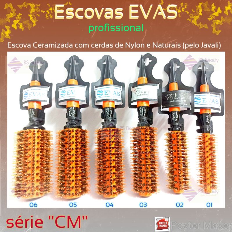 EVAS Escova Cerâmica Térmica Cerdas Mistas série CM Laranja