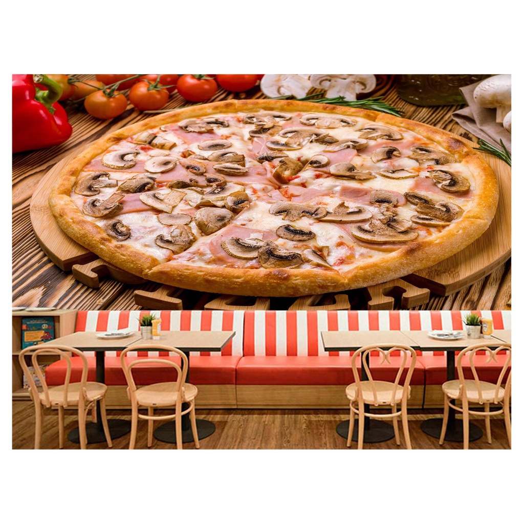 papel de parede Alimento Pizza Queijo 3D 10m² AL140