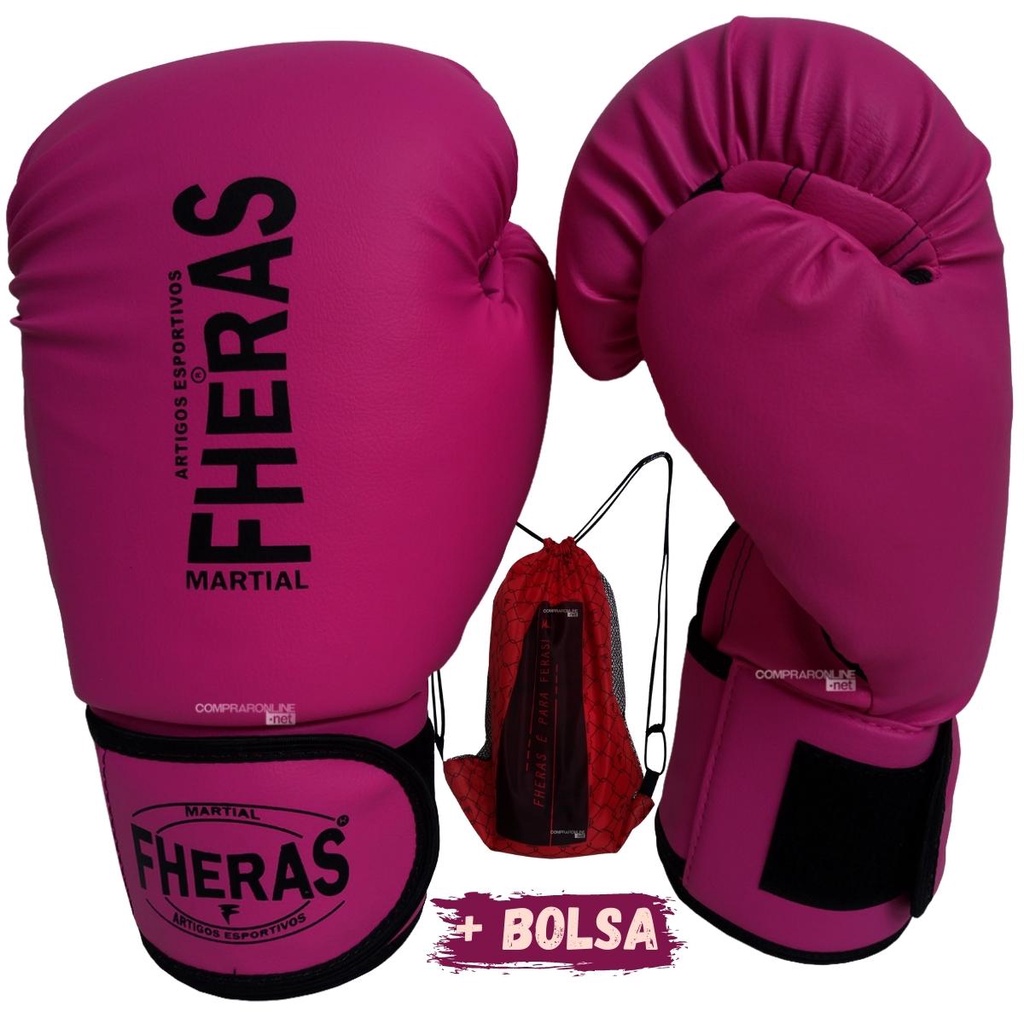 Luva Muay Thai Boxe Infantil Kids Fheras 6 Oz Feminina Rosa Ate 10 Anos ...