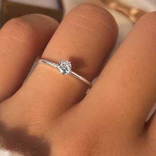 Anel Feminino Solitário Aço inox Prata com pedra  2mm em Oferta na Shopee