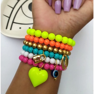 Pulseiras Coração Moda Super Coloridas Bijuteria