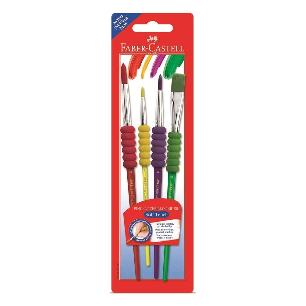 Pincel Faber-castell Soft Touch Kit com 4 Unidades