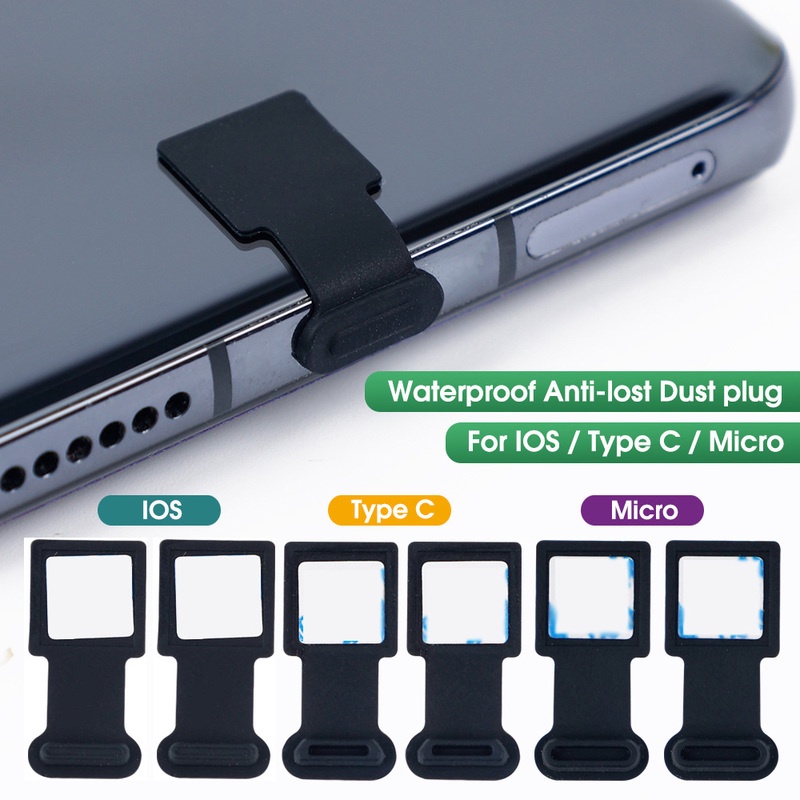 3pçs Protetor De Silicone Para Micro USB/IOS/Tipo C À Prova De Perda De Carregamento Porta Plugue Poeira /