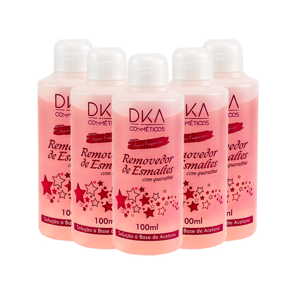 500ml Removedor de Esmalte D.KA Cosméticos - 5 Uni com 100ml Cada