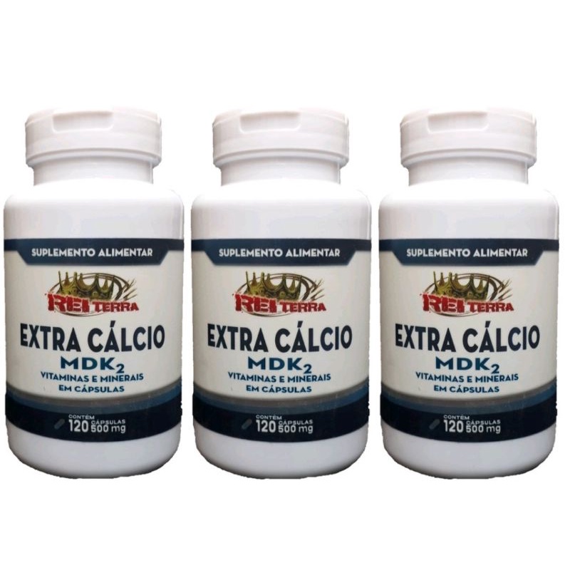 kit 3 Extra Cálcio MDK2 Vitaminas e Minerais 500mg 360caps em Oferta na Shopee