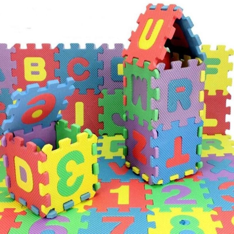 Brinquedo tapete eva peças para crianças alfabeto e numerais para desmontar e montar